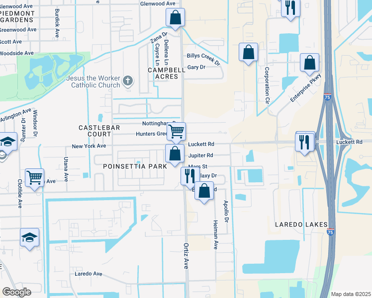 map of restaurants, bars, coffee shops, grocery stores, and more near in Fort Myers