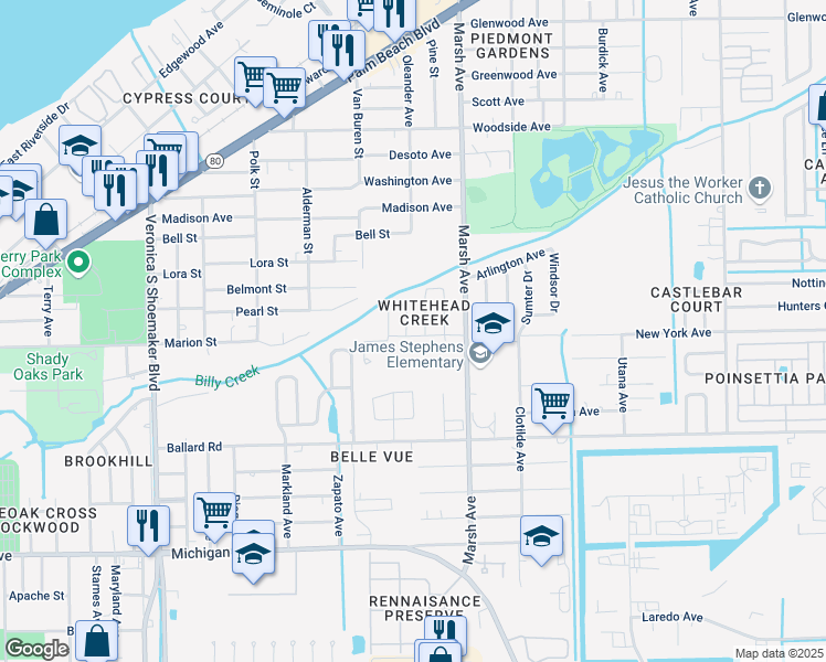 map of restaurants, bars, coffee shops, grocery stores, and more near 1164 Bent Creek Loop in Fort Myers