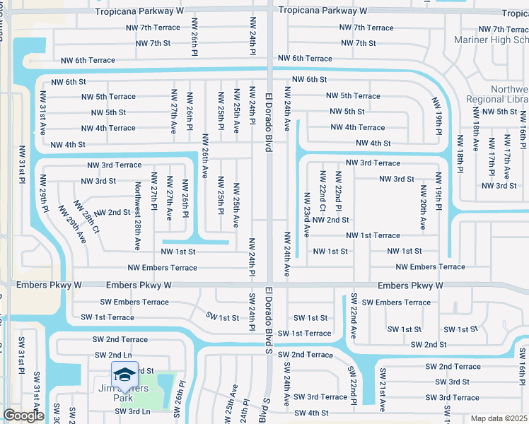 map of restaurants, bars, coffee shops, grocery stores, and more near 204 El Dorado Boulevard North in Cape Coral