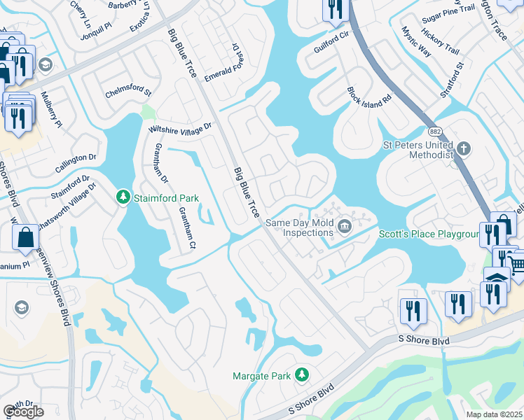 map of restaurants, bars, coffee shops, grocery stores, and more near 12972 Meadowbreeze Drive in Wellington
