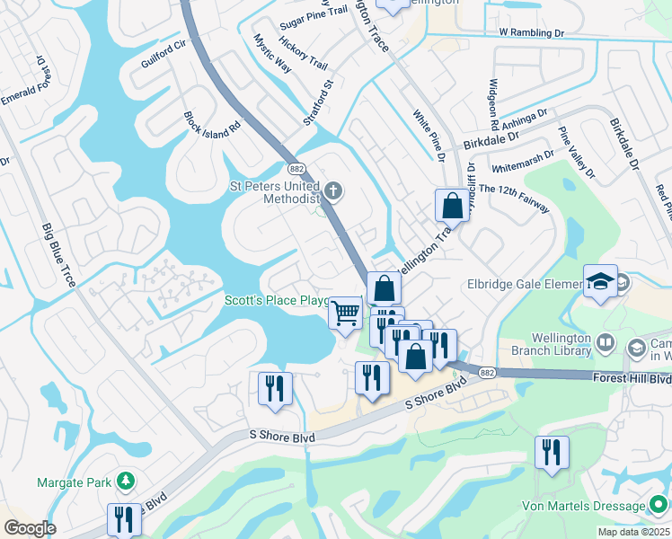 map of restaurants, bars, coffee shops, grocery stores, and more near 12159 Cuddington Court in Wellington