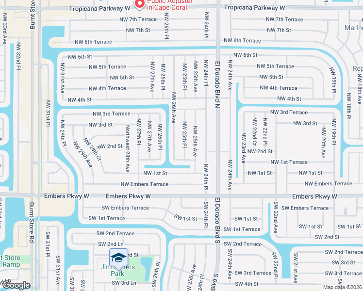 map of restaurants, bars, coffee shops, grocery stores, and more near 206 Northwest 25th Place in Cape Coral