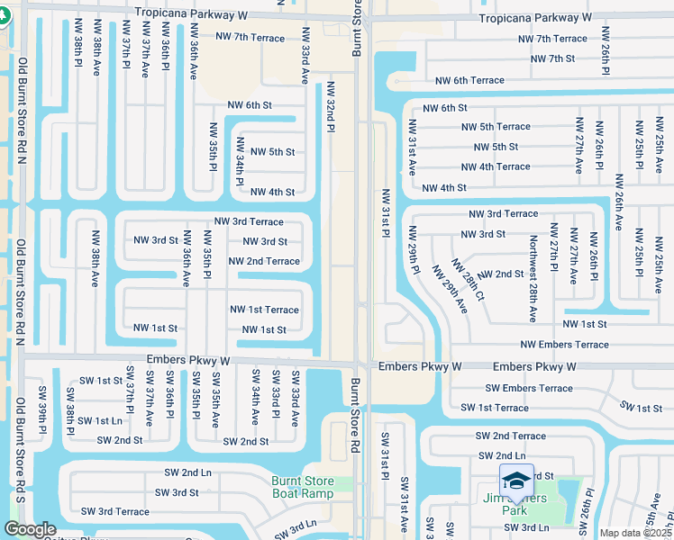 map of restaurants, bars, coffee shops, grocery stores, and more near 215 Northwest 32nd Place in Cape Coral