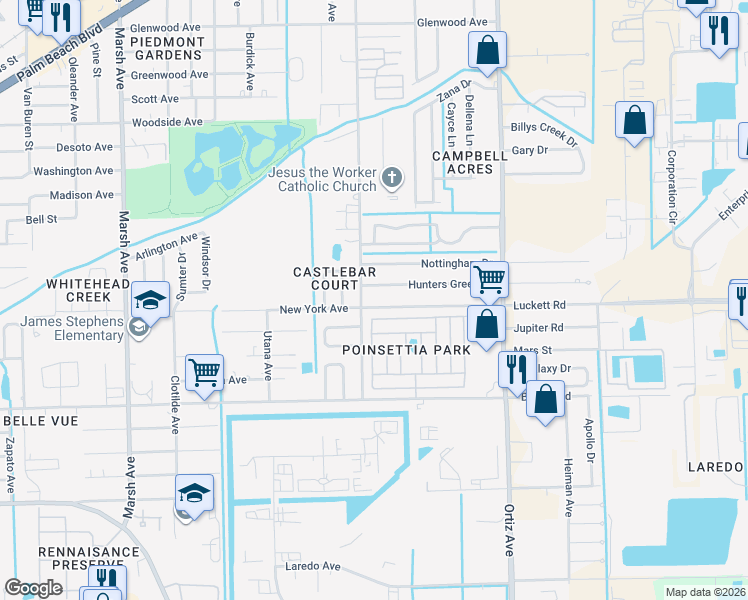 map of restaurants, bars, coffee shops, grocery stores, and more near 4505 Luckett Road in Fort Myers