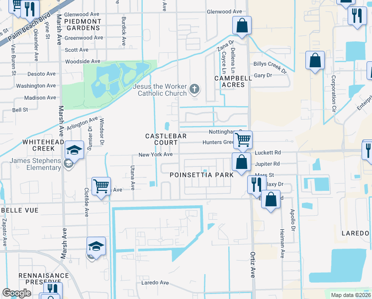 map of restaurants, bars, coffee shops, grocery stores, and more near 4505 Luckett Road in Fort Myers