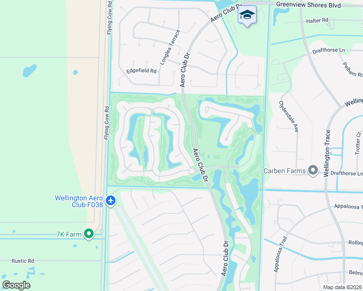 map of restaurants, bars, coffee shops, grocery stores, and more near 1982 S Club Dr in Wellington