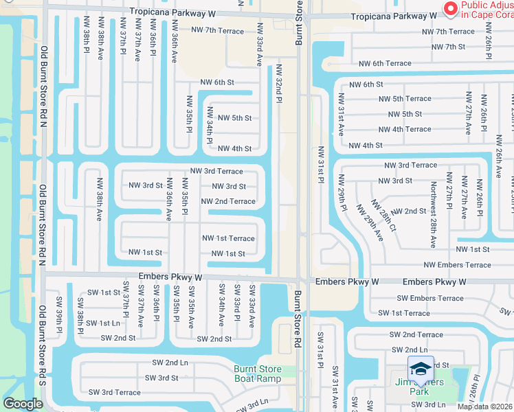 map of restaurants, bars, coffee shops, grocery stores, and more near 219 Northwest 33rd Avenue in Cape Coral