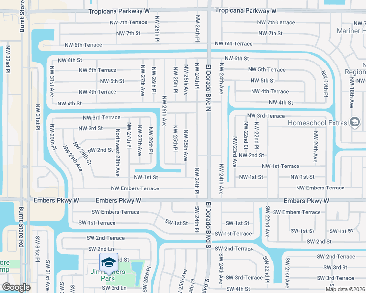 map of restaurants, bars, coffee shops, grocery stores, and more near 210 Northwest 25th Avenue in Cape Coral