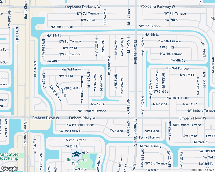 map of restaurants, bars, coffee shops, grocery stores, and more near 212 Northwest 26th Avenue in Cape Coral