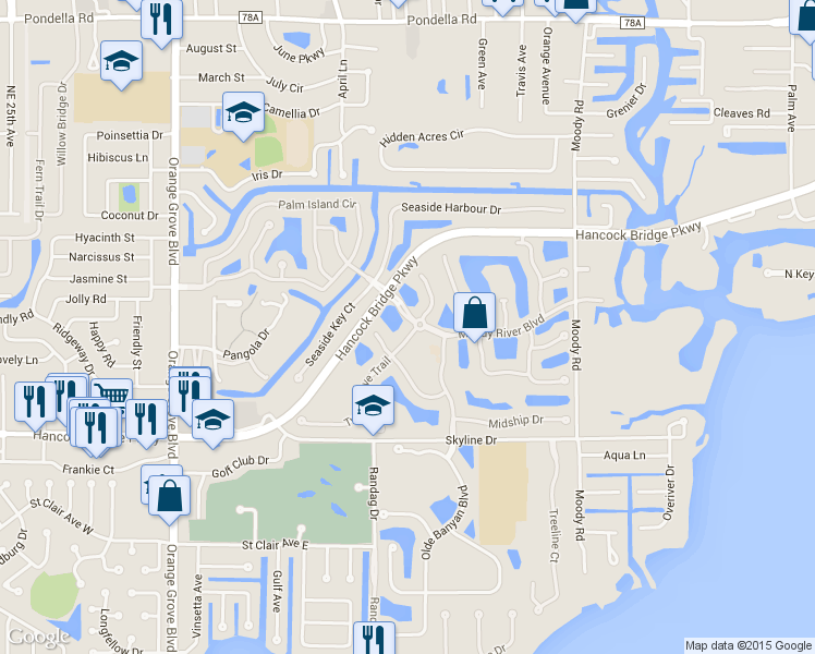 map of restaurants, bars, coffee shops, grocery stores, and more near 13031 Turtle Cove Trail in North Fort Myers