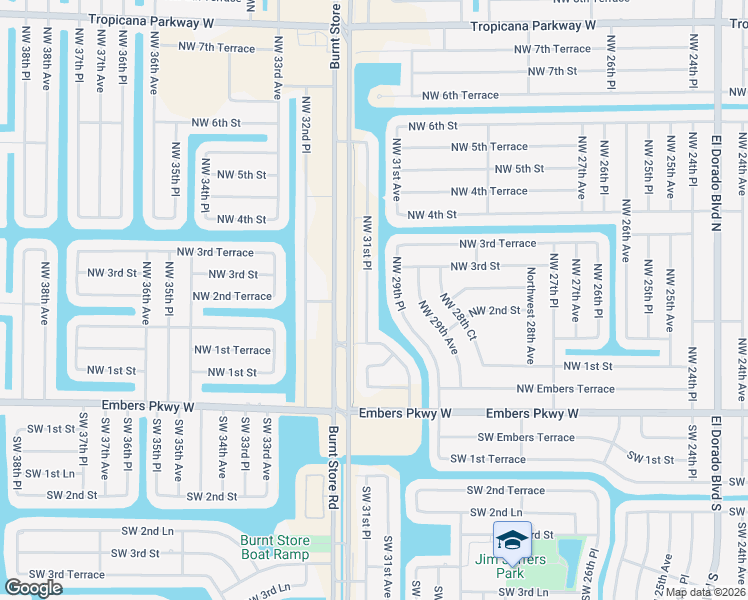 map of restaurants, bars, coffee shops, grocery stores, and more near 207 Northwest 31st Place in Cape Coral