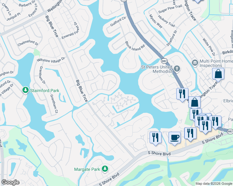 map of restaurants, bars, coffee shops, grocery stores, and more near 1750 Harborside Circle in Wellington