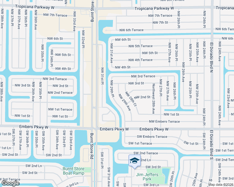 map of restaurants, bars, coffee shops, grocery stores, and more near 224 Northwest 29th Avenue in Cape Coral