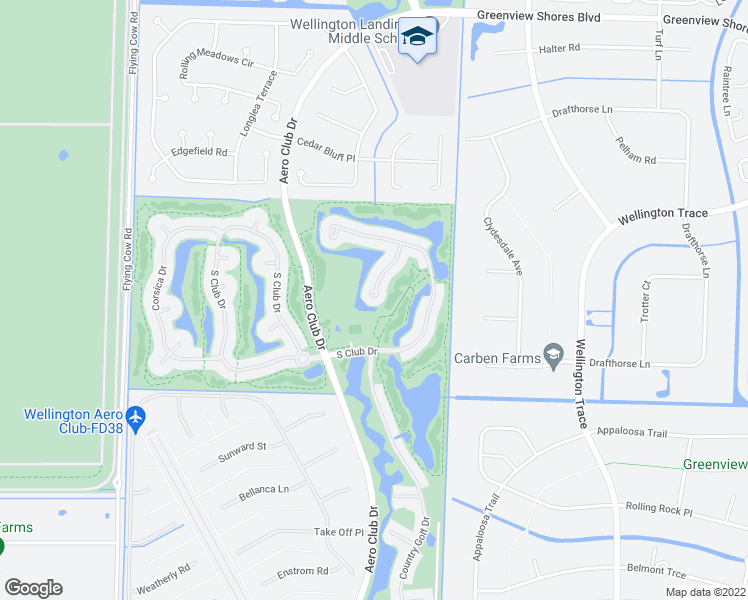 map of restaurants, bars, coffee shops, grocery stores, and more near 1720 Lakefield North Court in Wellington