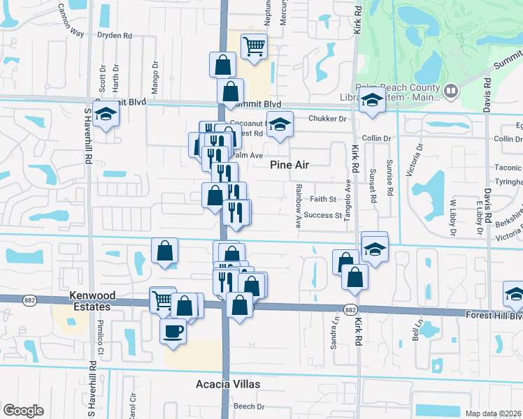 map of restaurants, bars, coffee shops, grocery stores, and more near 4388 Edward Road in West Palm Beach