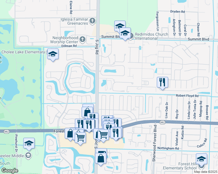 map of restaurants, bars, coffee shops, grocery stores, and more near 6414 13th Road South in Greenacres