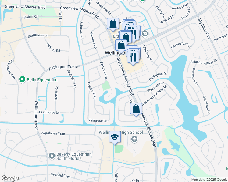 map of restaurants, bars, coffee shops, grocery stores, and more near 1704 Rye Terrace in Wellington