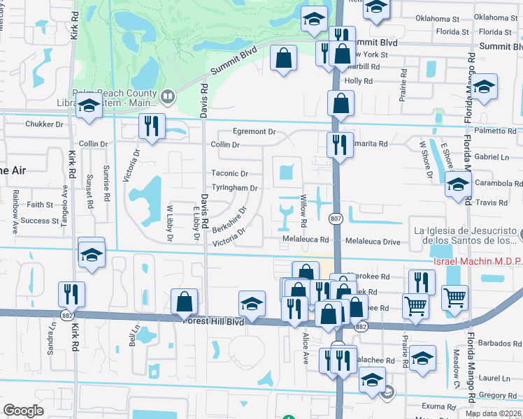 map of restaurants, bars, coffee shops, grocery stores, and more near 501 Cypress Way West in Palm Springs