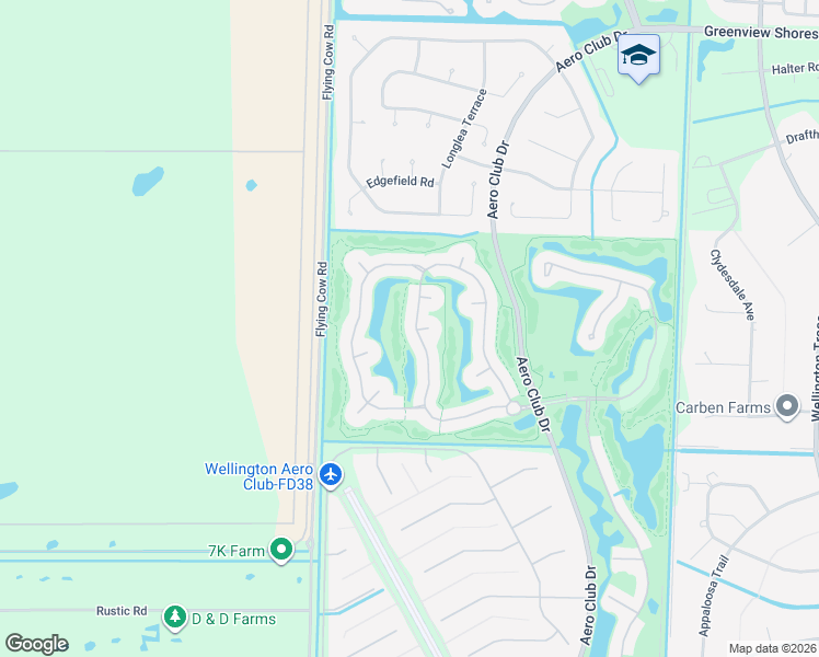 map of restaurants, bars, coffee shops, grocery stores, and more near 1940 South Club Drive in Wellington