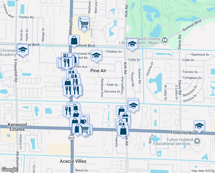 map of restaurants, bars, coffee shops, grocery stores, and more near 4190 Success Street in West Palm Beach