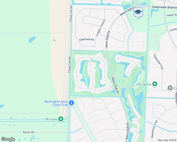 map of restaurants, bars, coffee shops, grocery stores, and more near 1940 South Club Drive in Wellington