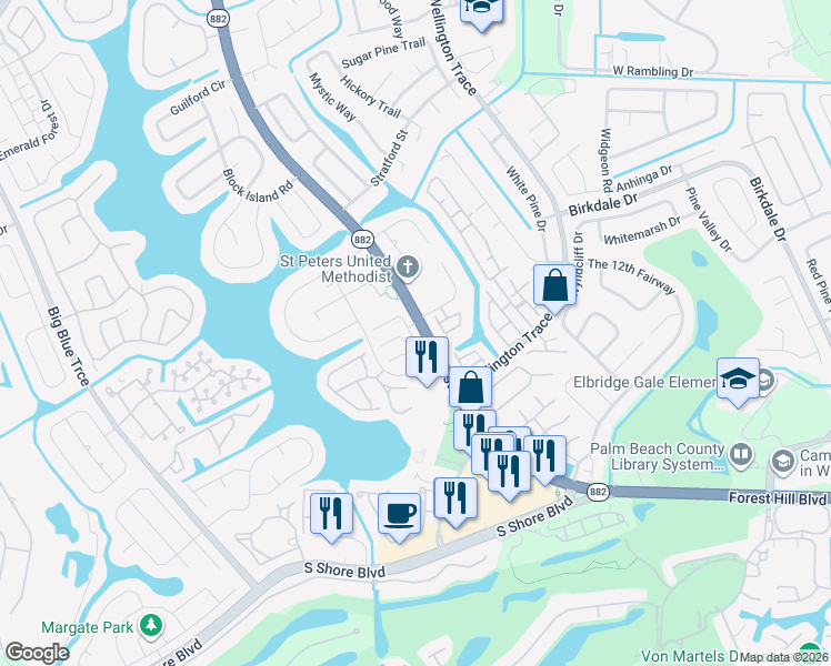 map of restaurants, bars, coffee shops, grocery stores, and more near 12183 Cuddington Court in Wellington