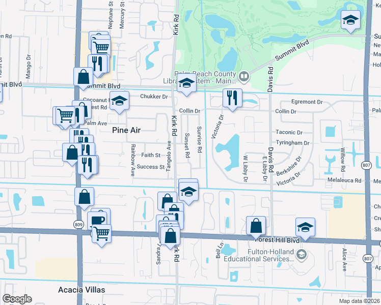 map of restaurants, bars, coffee shops, grocery stores, and more near 1314 Sunset Road in West Palm Beach