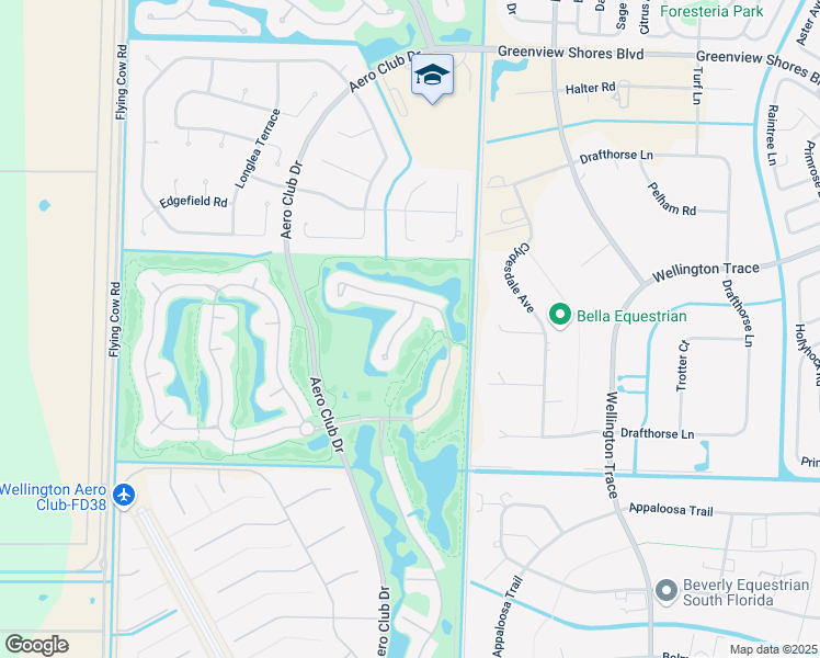 map of restaurants, bars, coffee shops, grocery stores, and more near 1610 Lakefield North Court in Wellington