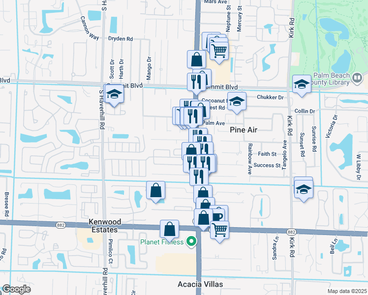 map of restaurants, bars, coffee shops, grocery stores, and more near 4559 Happy Landings Street North in West Palm Beach