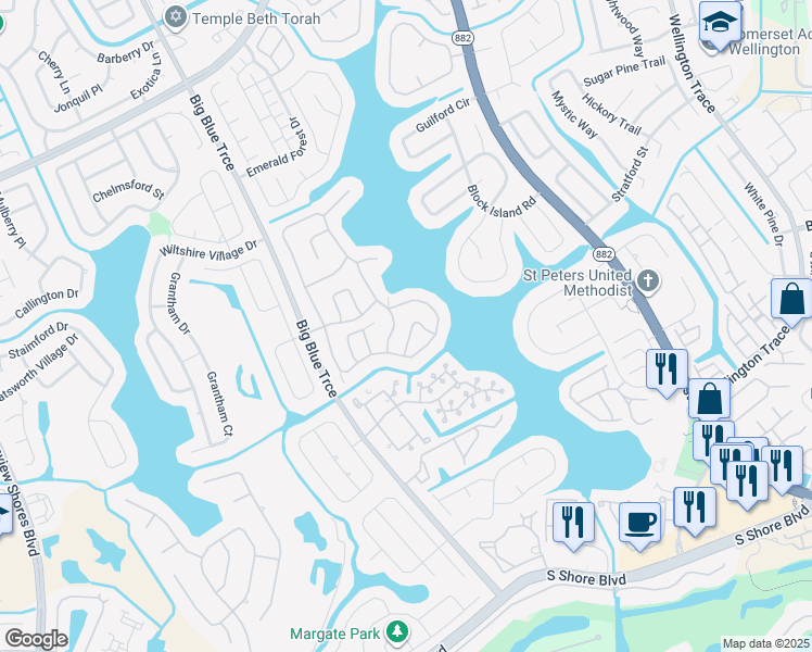 map of restaurants, bars, coffee shops, grocery stores, and more near 1580 Yachtman Place in Wellington