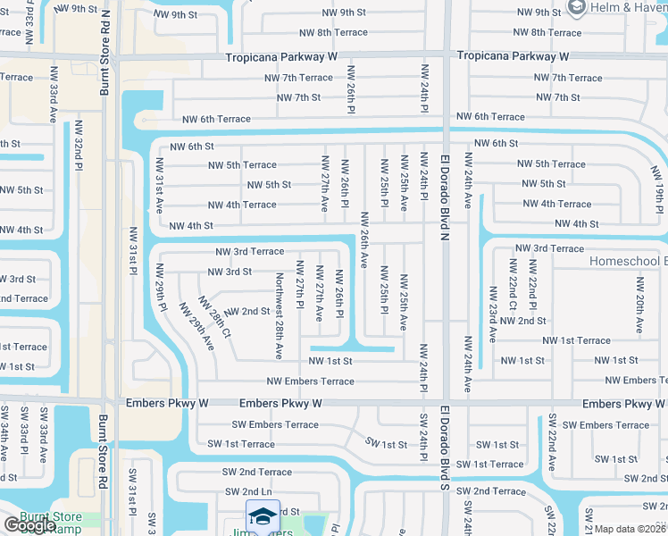 map of restaurants, bars, coffee shops, grocery stores, and more near 300 Northwest 26th Place in Cape Coral