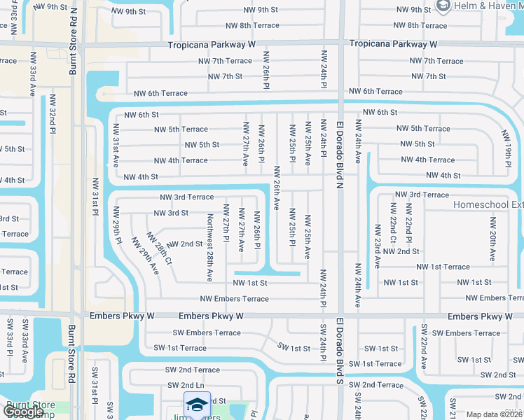 map of restaurants, bars, coffee shops, grocery stores, and more near 300 Northwest 26th Place in Cape Coral