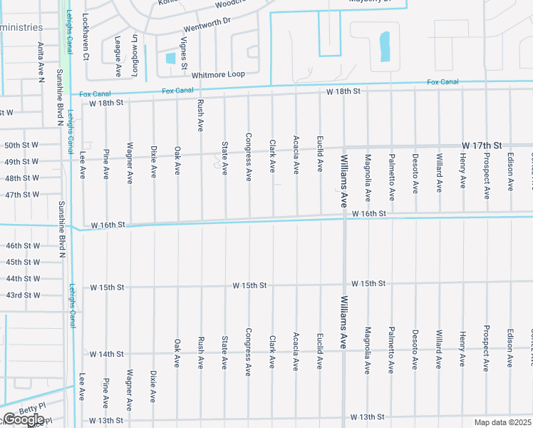 map of restaurants, bars, coffee shops, grocery stores, and more near 1601 Clark Avenue in Lehigh Acres