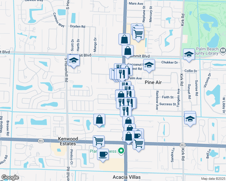 map of restaurants, bars, coffee shops, grocery stores, and more near 4559 Happy Landings Street North in West Palm Beach