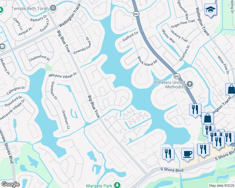 map of restaurants, bars, coffee shops, grocery stores, and more near 1580 Yachtman Place in Wellington