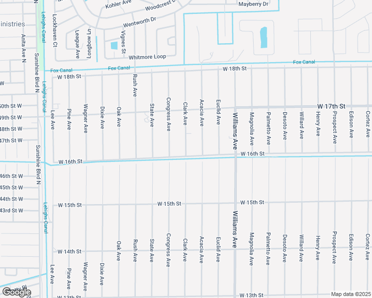 map of restaurants, bars, coffee shops, grocery stores, and more near 1601 Clark Avenue in Lehigh Acres