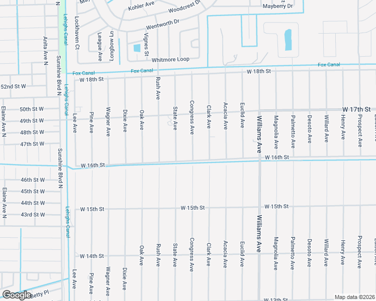 map of restaurants, bars, coffee shops, grocery stores, and more near 1601 Congress Avenue in Lehigh Acres
