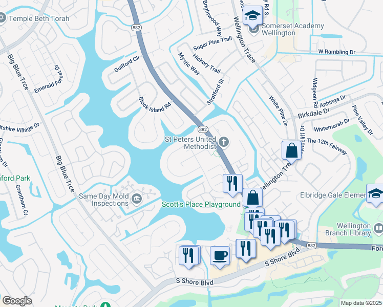 map of restaurants, bars, coffee shops, grocery stores, and more near in Wellington