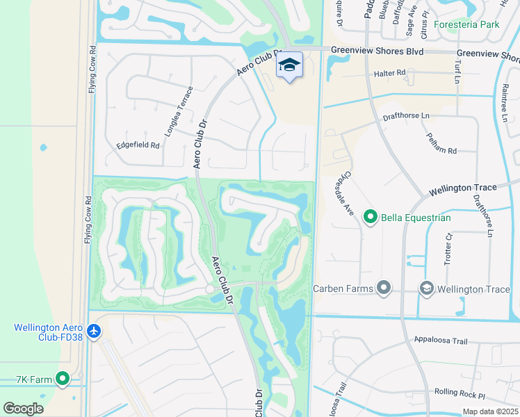 map of restaurants, bars, coffee shops, grocery stores, and more near 1574 South Club Drive in Wellington