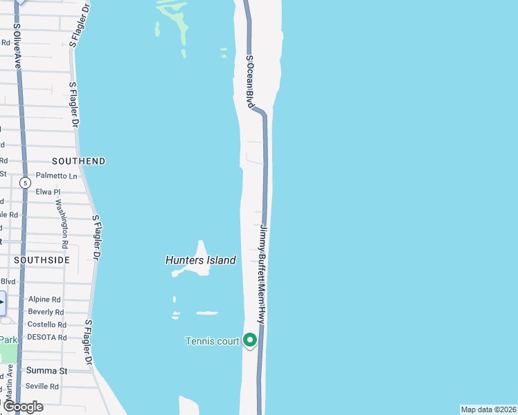 map of restaurants, bars, coffee shops, grocery stores, and more near 1620 South Ocean Boulevard in Palm Beach