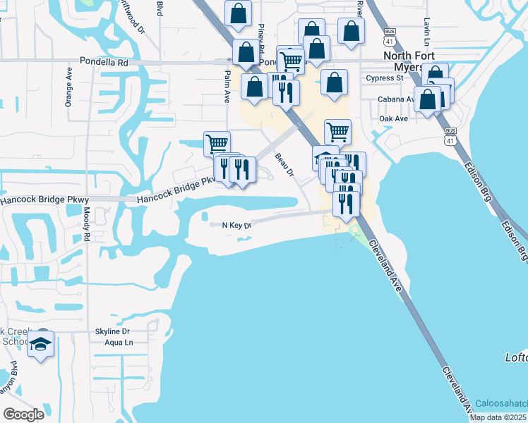 map of restaurants, bars, coffee shops, grocery stores, and more near 3436 Marinatown Lane in North Fort Myers