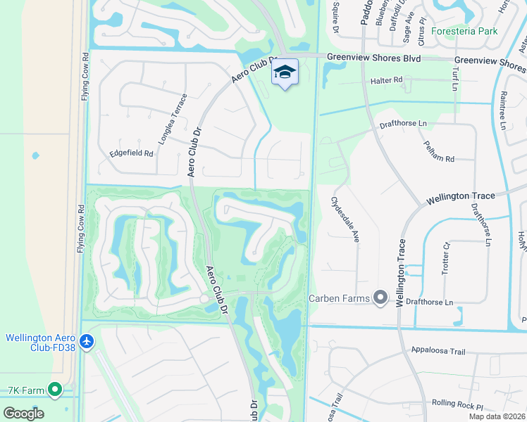 map of restaurants, bars, coffee shops, grocery stores, and more near 1634 South Club Drive in Wellington