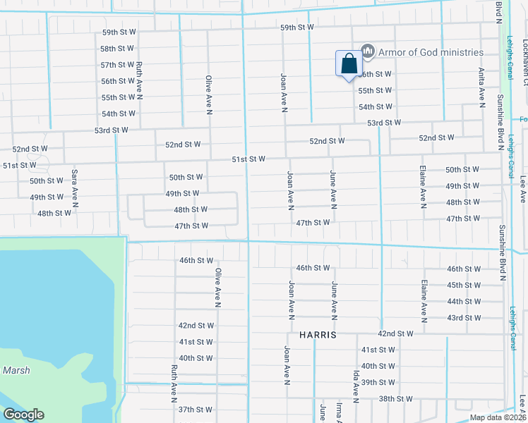map of restaurants, bars, coffee shops, grocery stores, and more near 3013 48th Street West in Lehigh Acres