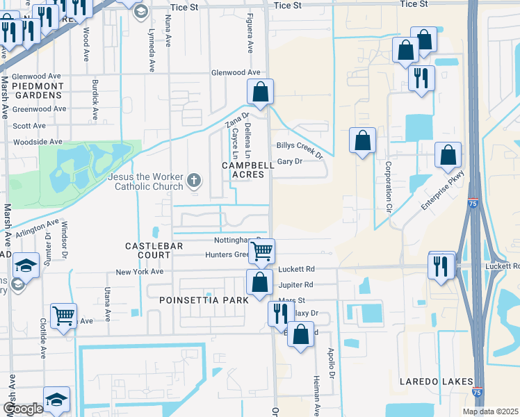 map of restaurants, bars, coffee shops, grocery stores, and more near 4991 Majorca Palms Drive in Fort Myers