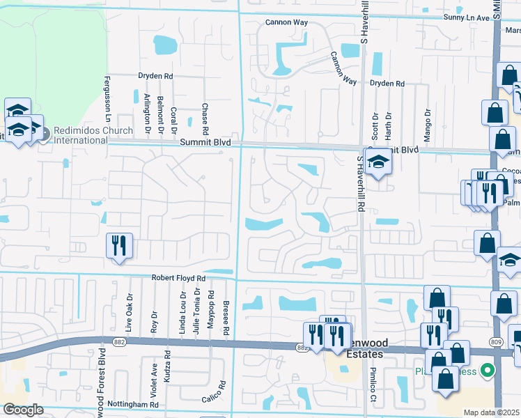 map of restaurants, bars, coffee shops, grocery stores, and more near 1160 Summit Place Circle in West Palm Beach