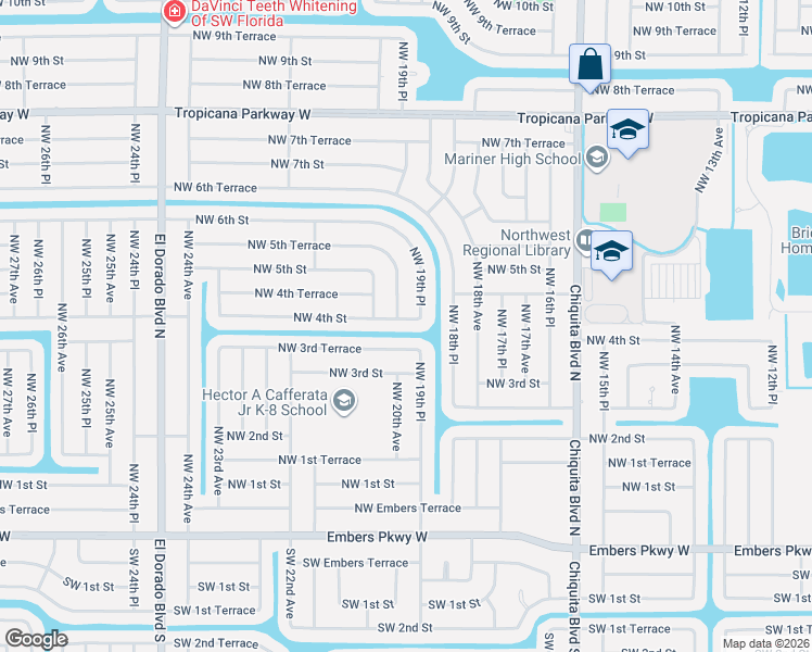 map of restaurants, bars, coffee shops, grocery stores, and more near 1914 Northwest 4th Street in Cape Coral