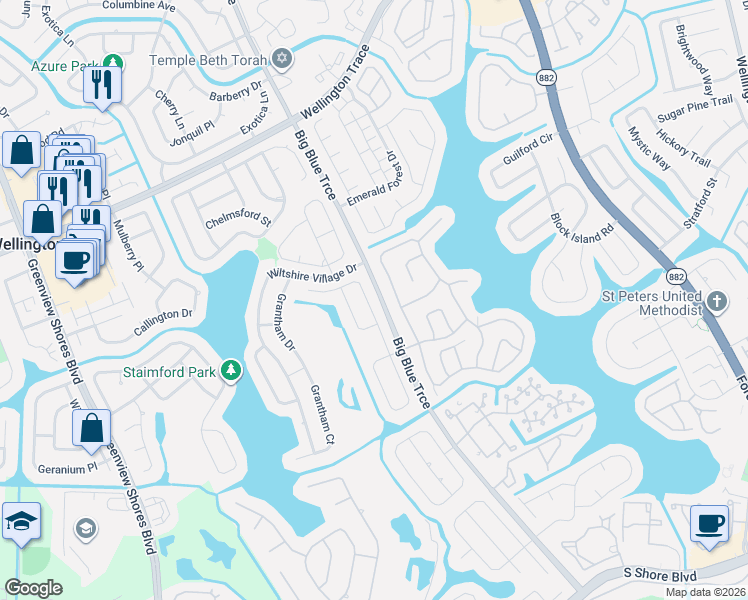 map of restaurants, bars, coffee shops, grocery stores, and more near 1570 Farmington Avenue in Wellington