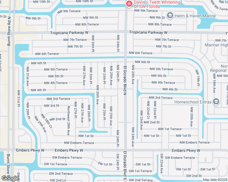map of restaurants, bars, coffee shops, grocery stores, and more near 325 Northwest 24th Place in Cape Coral