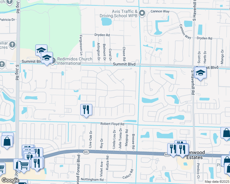 map of restaurants, bars, coffee shops, grocery stores, and more near 5606 Rambler Rose Way in West Palm Beach