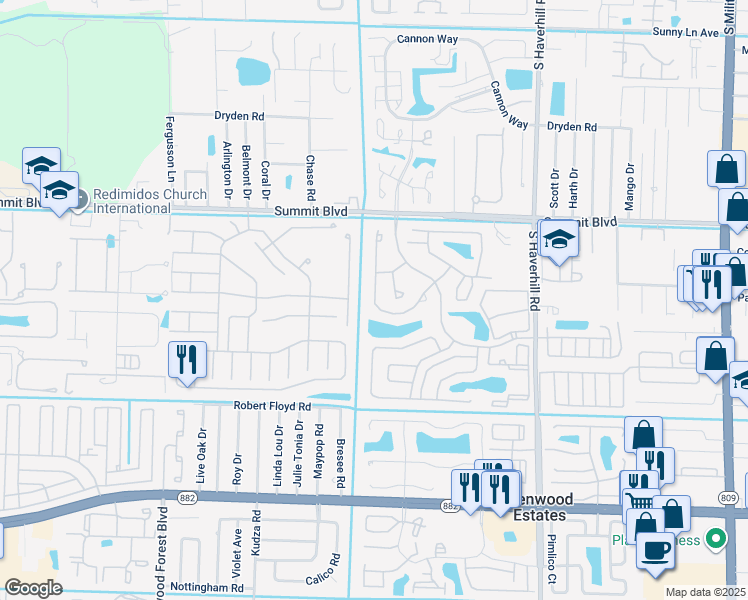 map of restaurants, bars, coffee shops, grocery stores, and more near 1160 Summit Place Circle in West Palm Beach